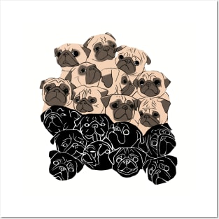 Fawn Pugs and Black Pugs Posters and Art